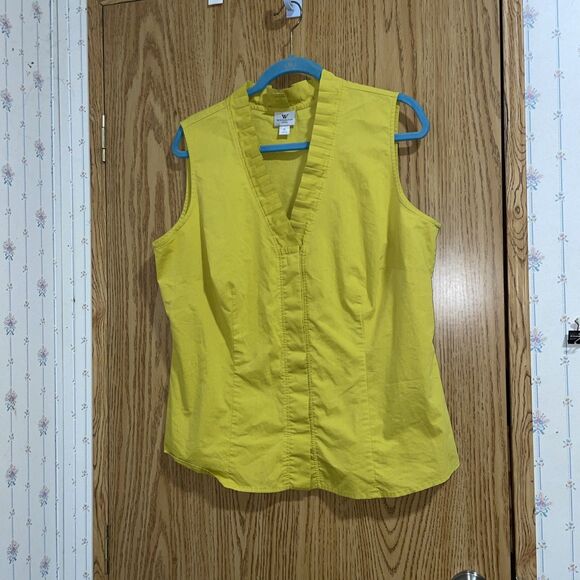Worthington button-down tank top XL yellow Office, Siren Pleated￼Feminine￼ - Picture 1 of 9